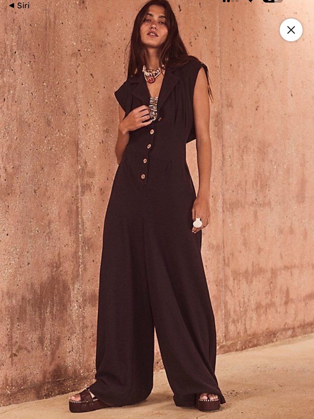 FP Movement by Free People Black Sleeveless Blazer Jumpsuit with Wide Legs